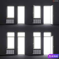 Wood-aluminum windows 3D Model Corona