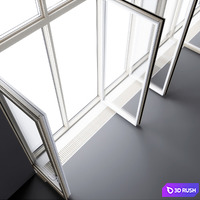 Wood-aluminum windows 3D Model Corona