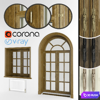 Classic eurowindows and arched door, 3 colors 3D Model Vray