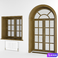 Classic eurowindows and arched door, 3 colors 3D Model Vray