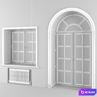 Classic eurowindows and arched door, 3 colors 3D Model Vray