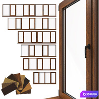 Aluminum windows 2 3D Model Vray, Corona