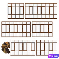 Aluminum windows 4 3D Model Vray, Corona