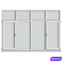 Aluminum windows 6 3D Model Vray, Corona