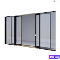 Wood-aluminum sliding stained-glass windows 3 3D Model Corona