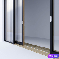 Wood-aluminum sliding stained-glass windows 3 3D Model Corona