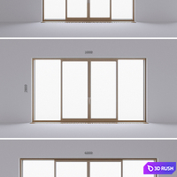 Wood-aluminum sliding stained-glass windows 3 3D Model Corona