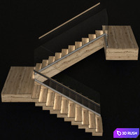Stairs made of wood with illuminated stairs 3D Model Vray