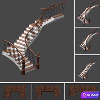 Set of stairs with 3 style 3D Model Vray