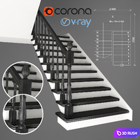 Two-staircase staircase, 2 version 3D Model Vray