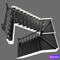 Two-staircase ladder with staggered steps, 2 version 3D Model Vray