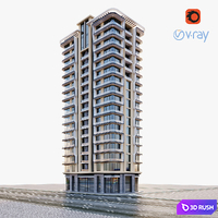Modern residential building 3D Model Vray, Corona