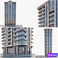Modern residential building 3D Model Vray, Corona