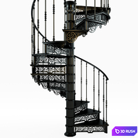 Spiral staircase 3D Model Vray, Corona