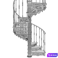 Spiral staircase 3D Model Vray, Corona
