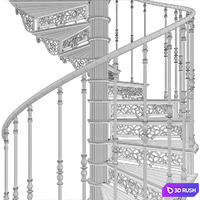 Spiral staircase 3D Model Vray, Corona