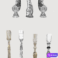 Pillars, balusters for stairs. 3D Model Vray