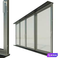 Panoramic sliding system Window Door 3D Model Vray, Corona