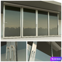 Panoramic sliding system Window Door 3D Model Vray, Corona