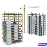 Construction Buildings - Crane 3D Model Vray