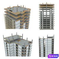 Construction Buildings - Crane 3D Model Vray