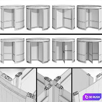 Revolving entrance doors 3D Model Vray, Corona