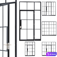 Steel door. Partition set 1 3D Model Vray, Corona
