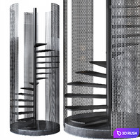Spiral staircase Loft with perforated railing 3D Model Corona