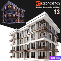 Modern Residential Building 013 3D Model Corona
