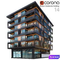 Modern Residential Building 014 3D Model Corona