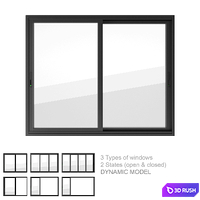 Dynamic Sliding Windows Set 01 3D Model Vray