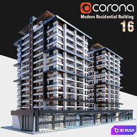 Modern Residential Building 016 3D Model Corona