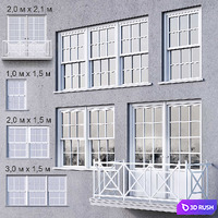 White windows 3D Model Corona