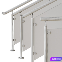 Stainless steel railing 3 3D Model Vray, Corona