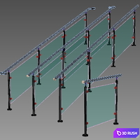 Stainless steel railing 3 3D Model Vray, Corona