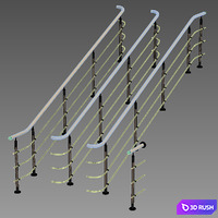 Stainless steel railing with wood inserts 2 3D Model Vray, Corona