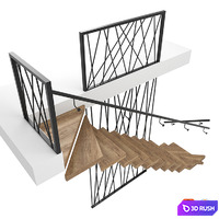 Stairs 3D Model Vray, Corona