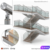 Reproducible stairs 2 3D Model Vray, Corona