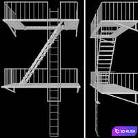 Fire escape 3D Model Vray, Corona