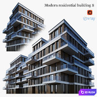 Residential building 8 3D Model Vray, Corona