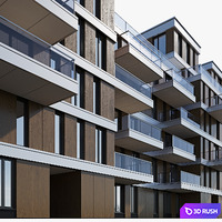 Residential building 8 3D Model Vray, Corona