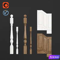 Set for stairs 2 3D Model Vray, Corona