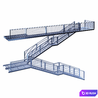 Metal staircase 3D Model Corona
