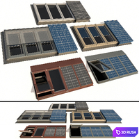 Skylights with solar panels 3D Model Vray, Corona