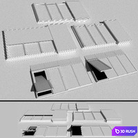 Skylights with solar panels 3D Model Vray, Corona