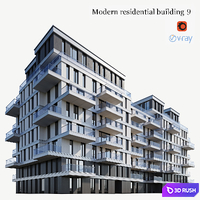 Apartment building 9 3D Model Vray, Corona