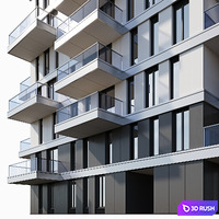 Apartment building 9 3D Model Vray, Corona