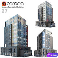 Modern Residential Building 27 3D Model Corona