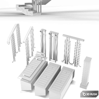 Classic stairs 3D Model Corona