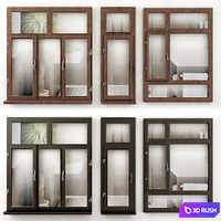 Wooden Window No. 12 3D Model Vray